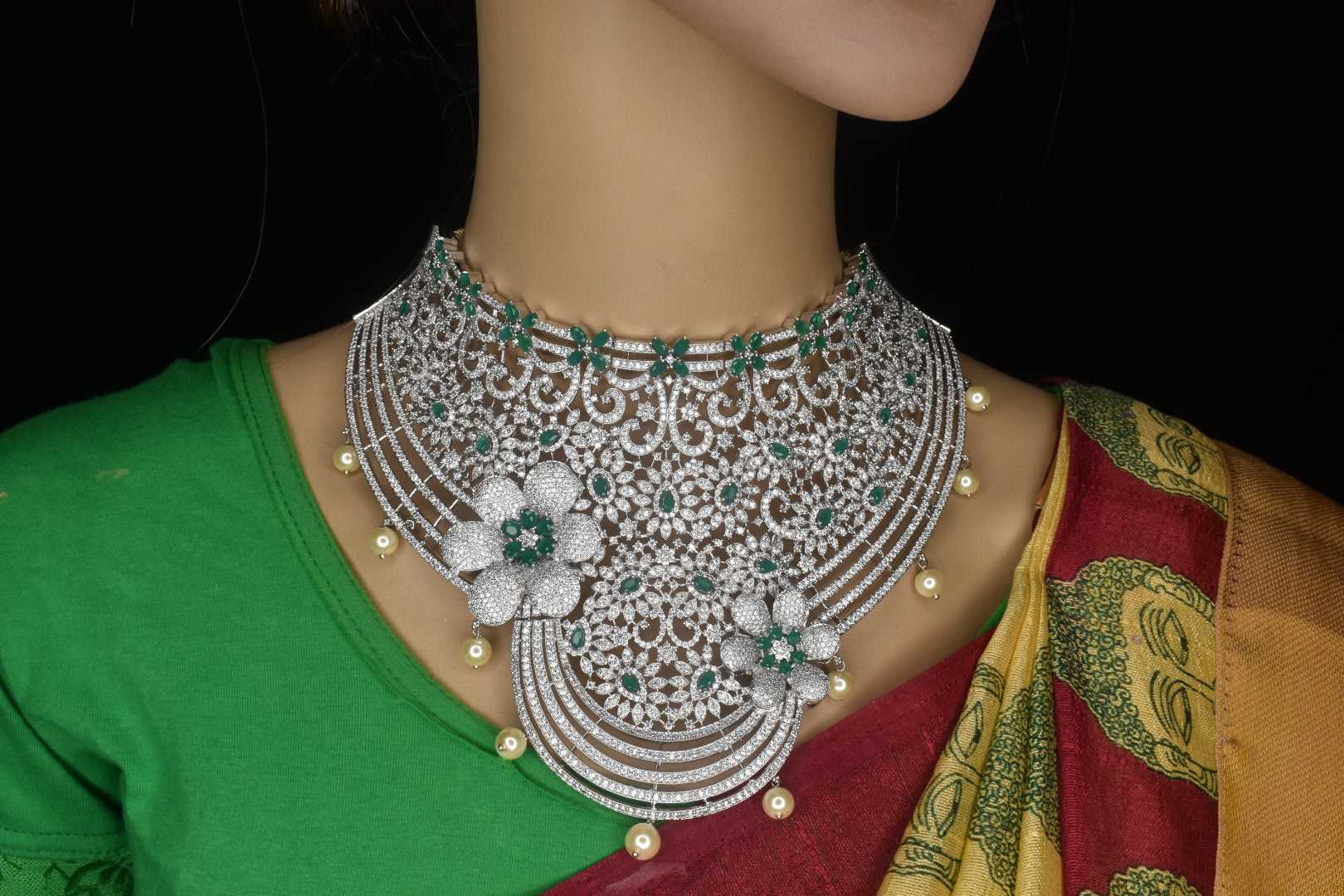 Gold Plated Indian Bollywood Style CZ AD Jewelry Bridal Choker Necklace Set  | eBay